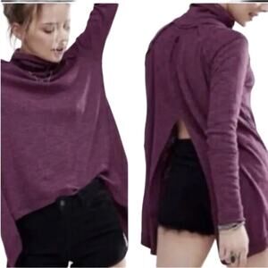 FREE PEOPLE Thermal Top-Tunic XS Split Back Oversized Boho Fairy Cottagecore NWT